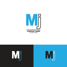 Initial Letter Mj Uppercase Modern Logo Design Template Elements. Letter Isolated On Black White Sky Background. Suitable For Business, Consulting Group Company.