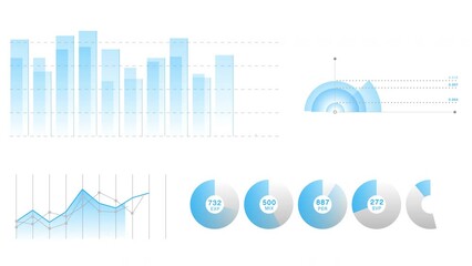 Fototapete - Business infographics, financial charts and diagrams. 4K animation of market statistics and analytics.