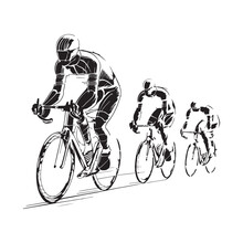 Professional Cycling Races, Sketch Drawing, Vector