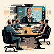 © Aschitaka Design - Illustration réunion à distance par visio