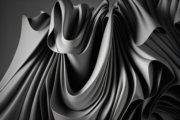 Gray silk folded drapery with layers background. Generative AI