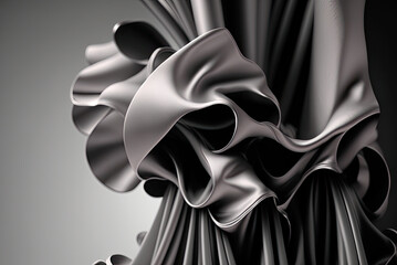 Gray silk folded drapery with layers background. Generative AI