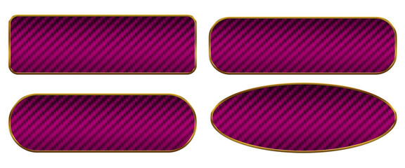 Luxury gold purple square menu button with lint paper texture object set element as concept and decoration isolated on white background