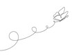 © WinWin - Continuous one line butterfly route. Fluttering moth, nature beauty minimalist botanical hand drawn flying insect vector illustration