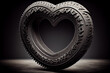 Car tire curved in the shape of a heart Banner for car freaks.