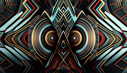 elegant geometrical retro futuristic afrofuturistic abstract pattern background - new quality universal colorful joyful holiday stock image illustration wallpaper design,  Generative AI
