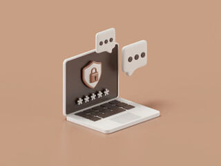 Poster - 3d rendering of laptop with password security 