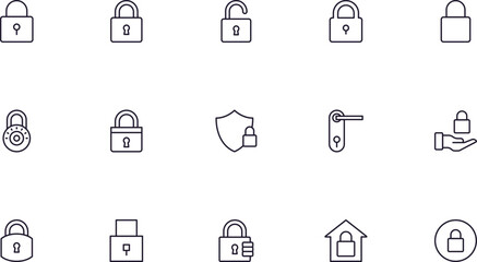 Poster - Collection of modern lock outline icons. Set of modern illustrations for mobile apps, web sites, flyers, banners etc isolated on white background. Premium quality signs.
