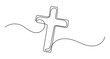 Christian cross. Continuous line drawing. Christianity religion concept