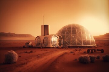 Wall Mural - colony at mars made with generated ai