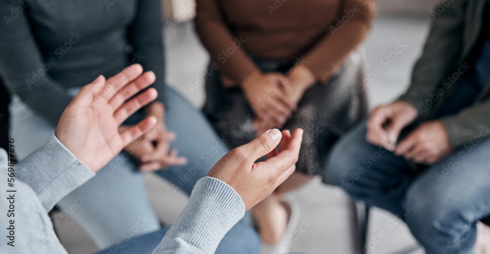 Support with group, therapy and mental health with hands and help ...