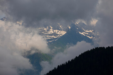 Wall Mural - Beautiful panorama of snow-capped Kackar Mountains. Landscape photo shot at The Kackar Mountains located in the Eastern Black Sea Region of Turkey.