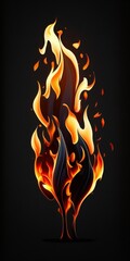 Sticker - Fire flames on black background. Generative AI