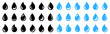 Water drop shape icon. Water or rain drops shape icons set. Blood or oil drop. Plumbing logo. Flat style outline. Vector illustration