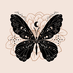 hand drawn vector abstract graphic illustrations celestial design concept with logo magic line silho