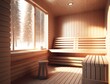 Wooden sauna, spa. Finnish sauna. Generative AI