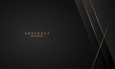 Wall Mural - dark black luxury premium background and gold line.