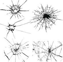 Broken Glass Set, Cracked Effect, SVG Vector