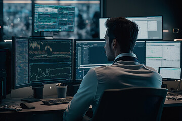 Crypto Trader, stock exchange broker, wal street, digital currency market