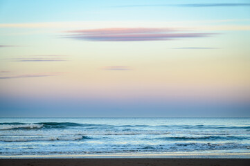 Canvas Print - Unusual Cloud Formation above North Sea, at sunset from Cocklawburn Beach which is located near Scremerston, north Northumberland, England