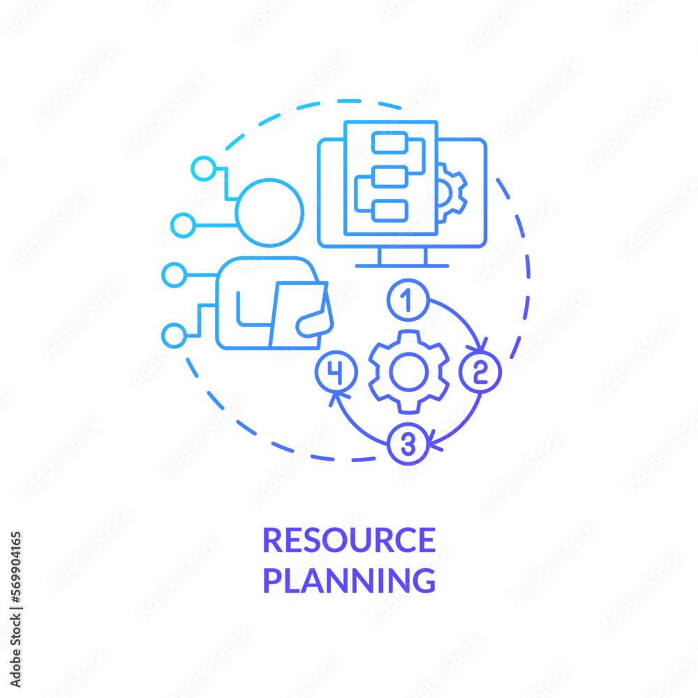 Image vectorielle Stock Resource planning blue gradient concept icon ...