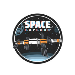Poster - Orbital station in space icon, galaxy explore