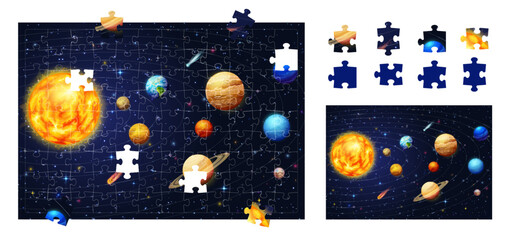 Poster - Solar system jigsaw puzzle space game pieces
