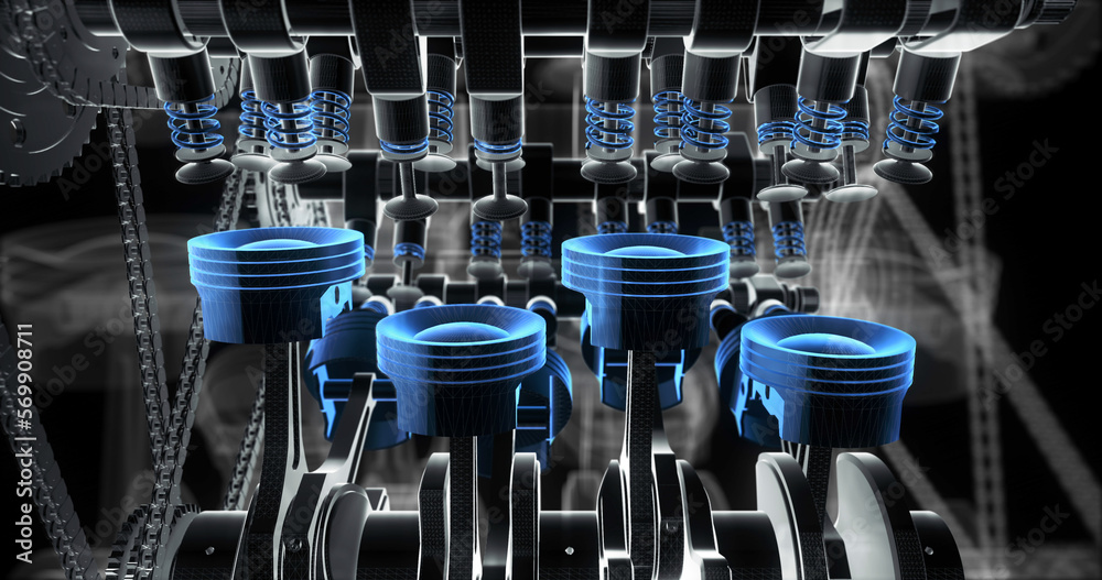 Stock-Illustration „V8 Engine Pistons Moving Up And Down. Crankshaft In ...