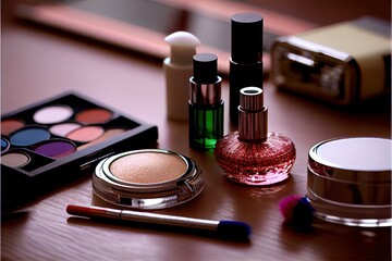 Cosmetics on display on table