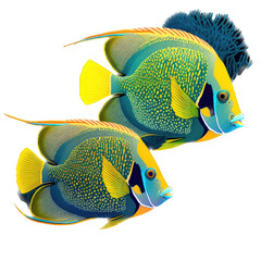 Wall Mural - Multi Color Angelfish Illustration, Transparent Background, PNG, Generative AI 