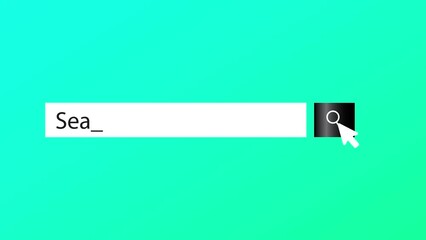 Poster - Animation of a web search. Typing into search engine on white background. Search bar icon for ui. Web search. 4K video motion graphic.