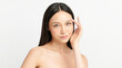 © kitthanes  - Beautiful young asian woman with clean fresh skin on white background, Face care, Facial treatment, Cosmetology, beauty and spa, Asian women portrait.