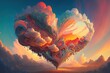 valentine day heart in the clouds as abstract background, made with generative ai