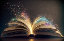 An Open Book With Sparkles Coming Out Of It Ideal For Fantasy And Literature Backgrounds 