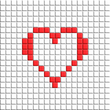 Detailed Illustration Of A Red Pixel Heart On White Background.