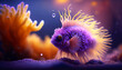 Beautiful Colorful Purple Fire  Fish swimming in colorful coral reef in crystal clear waters. Generative AI