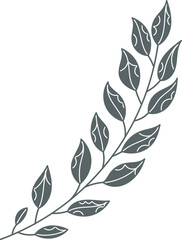 Sticker - Branch with leaves. Floral pattern design element