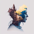 © ADDICTIVE STOCK - AI generated illustration of European lady and old building