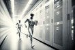 © ADDICTIVE STOCK - AI image of futuristic people running in corridor