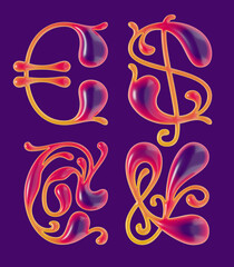 Poster - set of 3d rendered curly letters with smooth glossy surface.