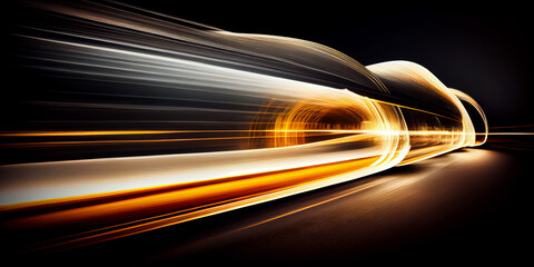 Wall Mural - abstract long exposure dynamic speed light trails background. generative ai