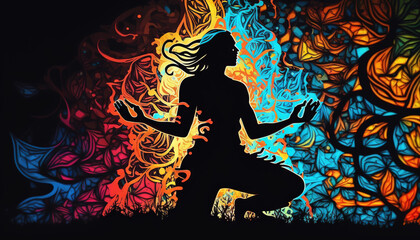 Wall Mural - Dynamic wallpaper background yoga abstract form generative ai