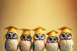 A wise owl wearing a graduation cap. Education and learning concept. Generative ai