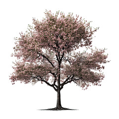 Cherry Blossom Tree Isolated. Illustration Generative AI