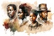 African American History Month. watercolor painting style banner. Generative AI Illustration