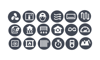 Home Heating and Cooling Icons vector design