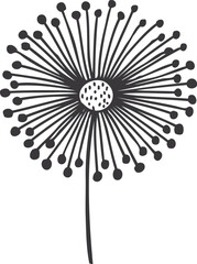 Wall Mural - Dandelion flower in ink drawing style. Floral icon