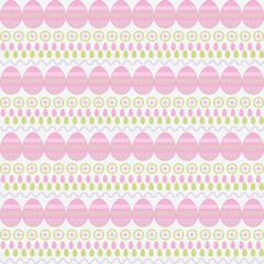 Wall Mural - Vector line pattern with Easter eggs on the background. Concept of Happy Easter, Seamless easter background pattern green with easter eggs