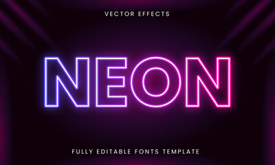 Neon Text Effect Fully Editable vector design