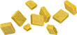 Falling bouillon cubes isolated